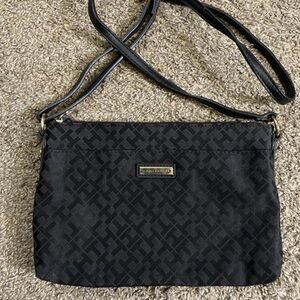 Tommy Hilfiger Signature Black Canvas Crossbody Bag